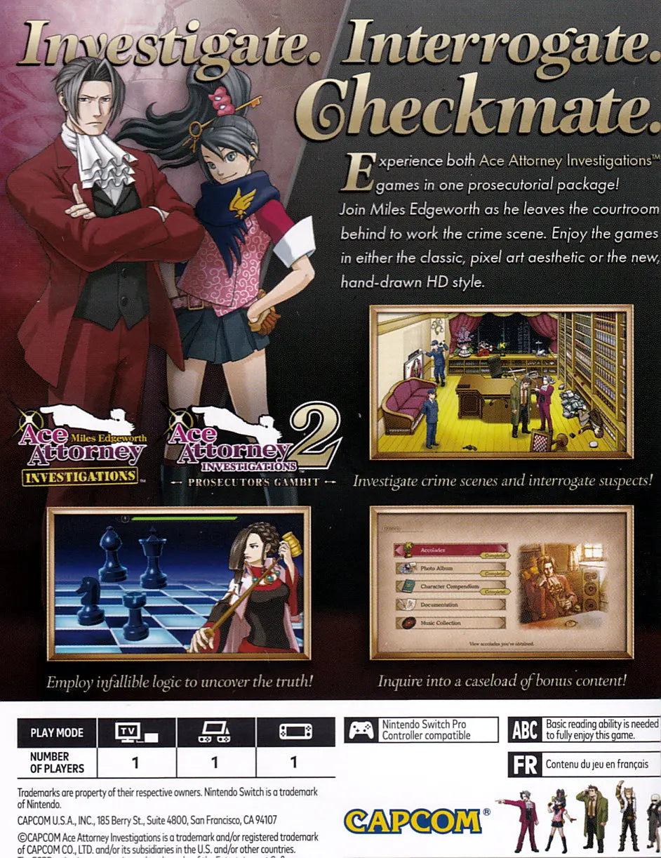 Ace Attorney Investigations Collection Switch Back Cover Art