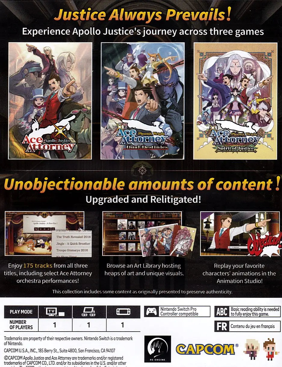 Apollo Justice Ace Attorney Trilogy Switch Back Cover Art