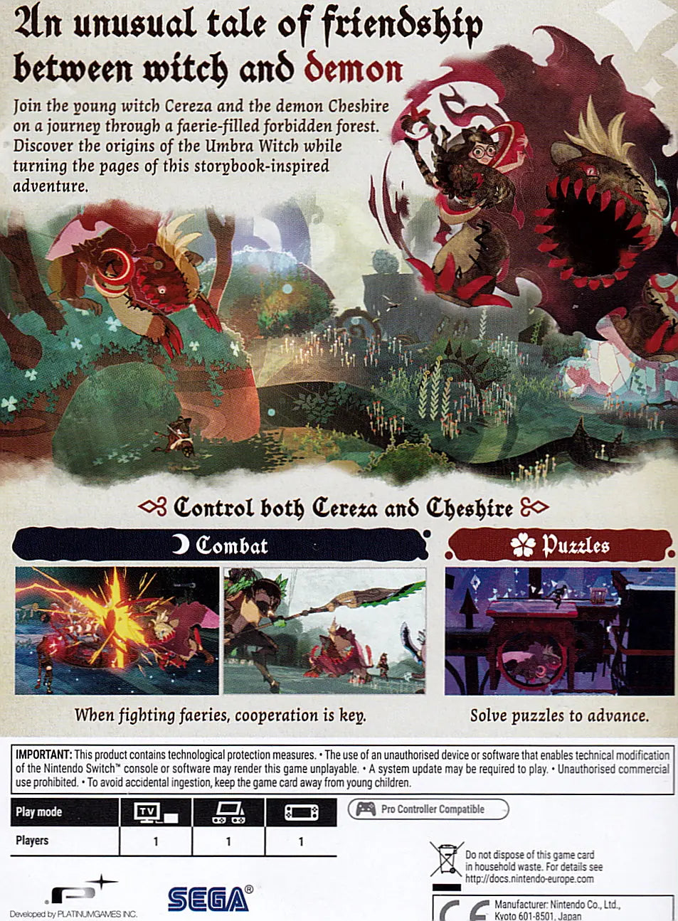 Bayonetta Origins Cereza and the Lost Demon Switch Back Cover Art