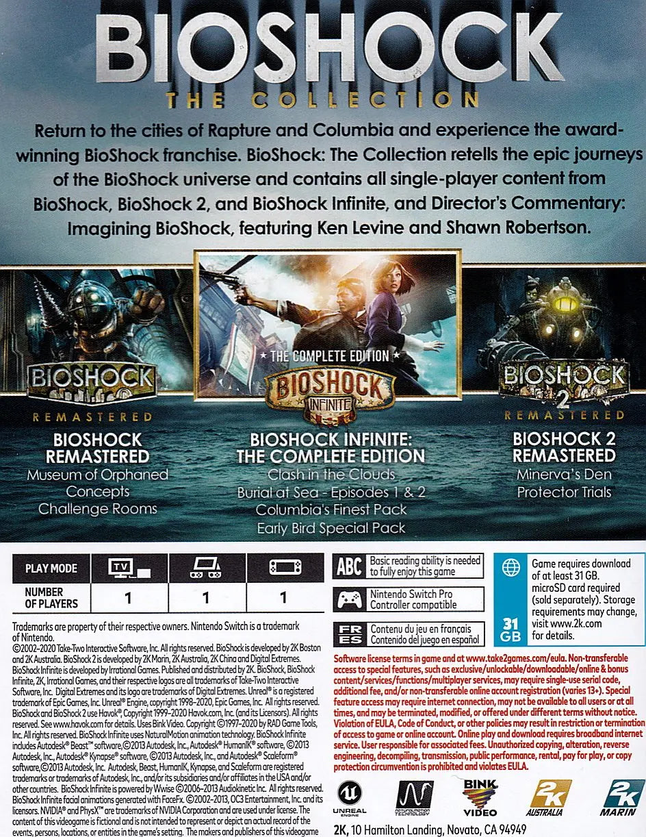 Bioshock The Collection Switch Back Cover Art