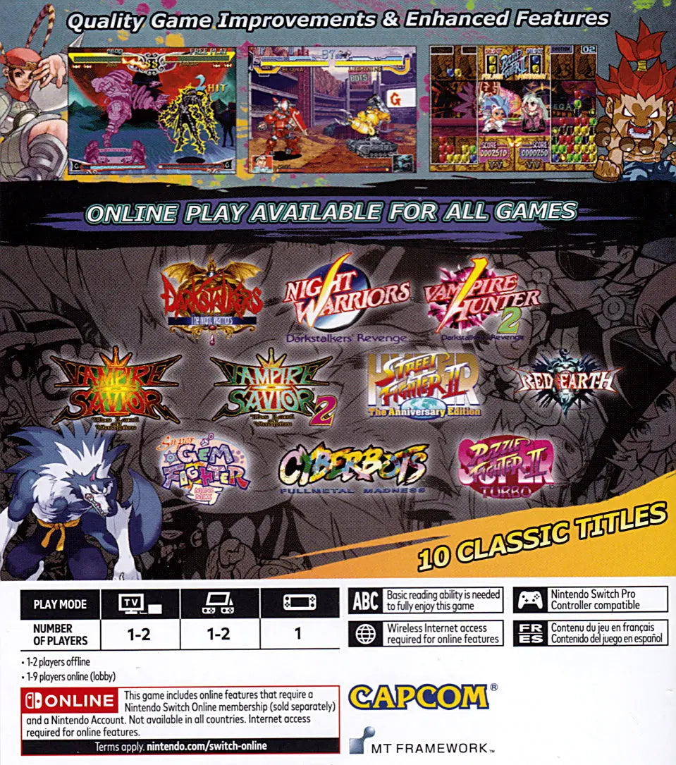 Capcom Fighting Collection Switch Back Cover Art