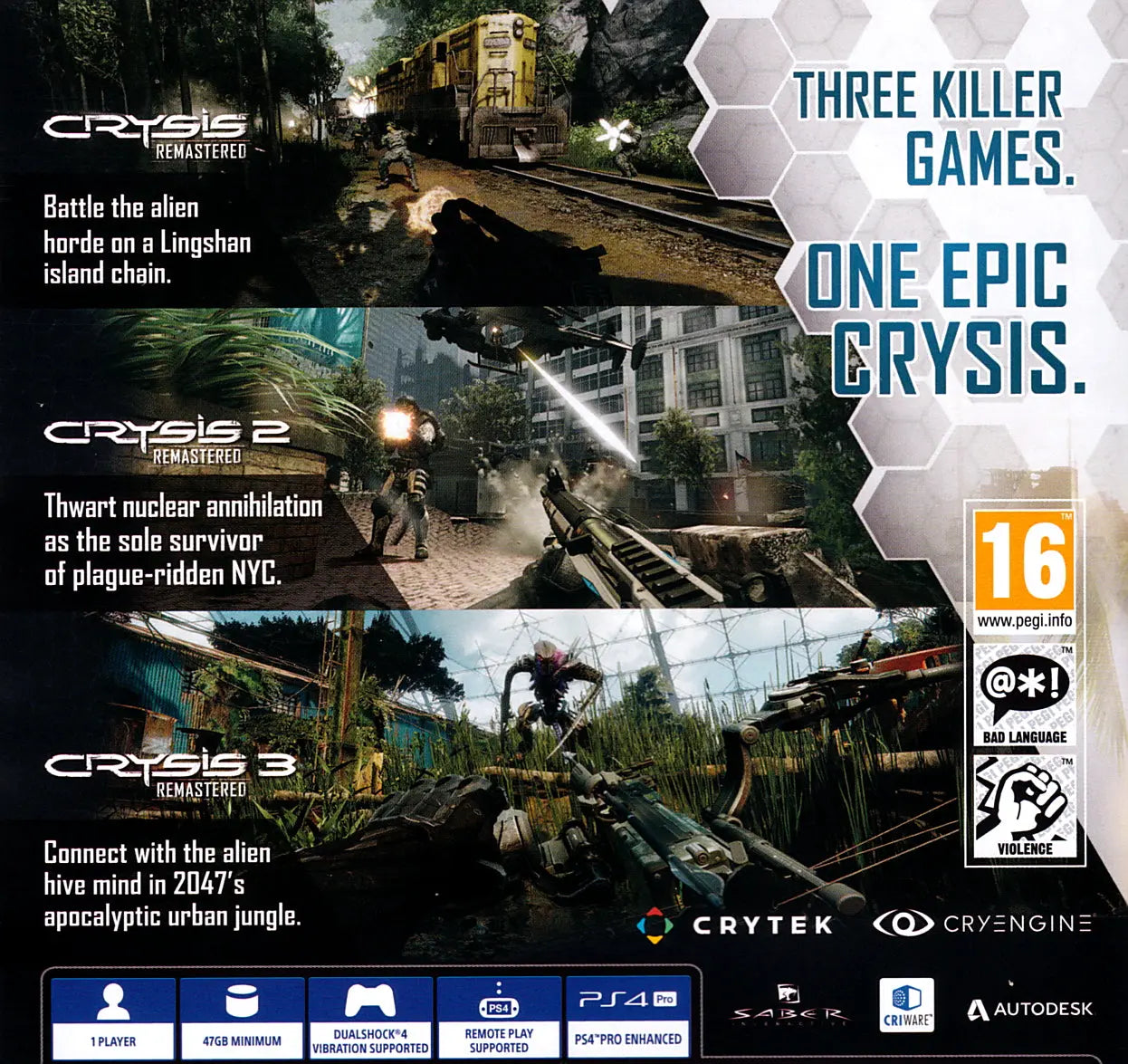 Crysis Remastered Trilogy PS4 Back Cover Art