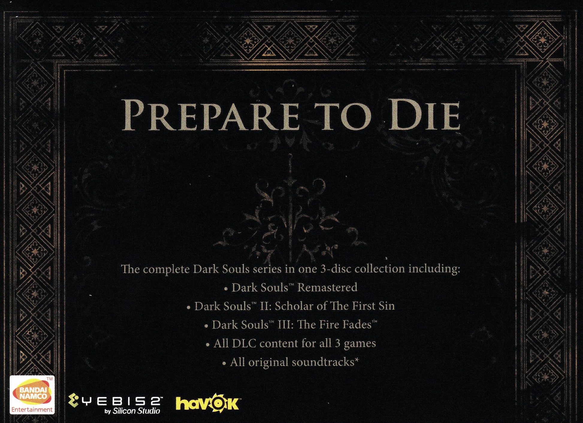 Dark Souls Trilogy PS4 Back Cover Art