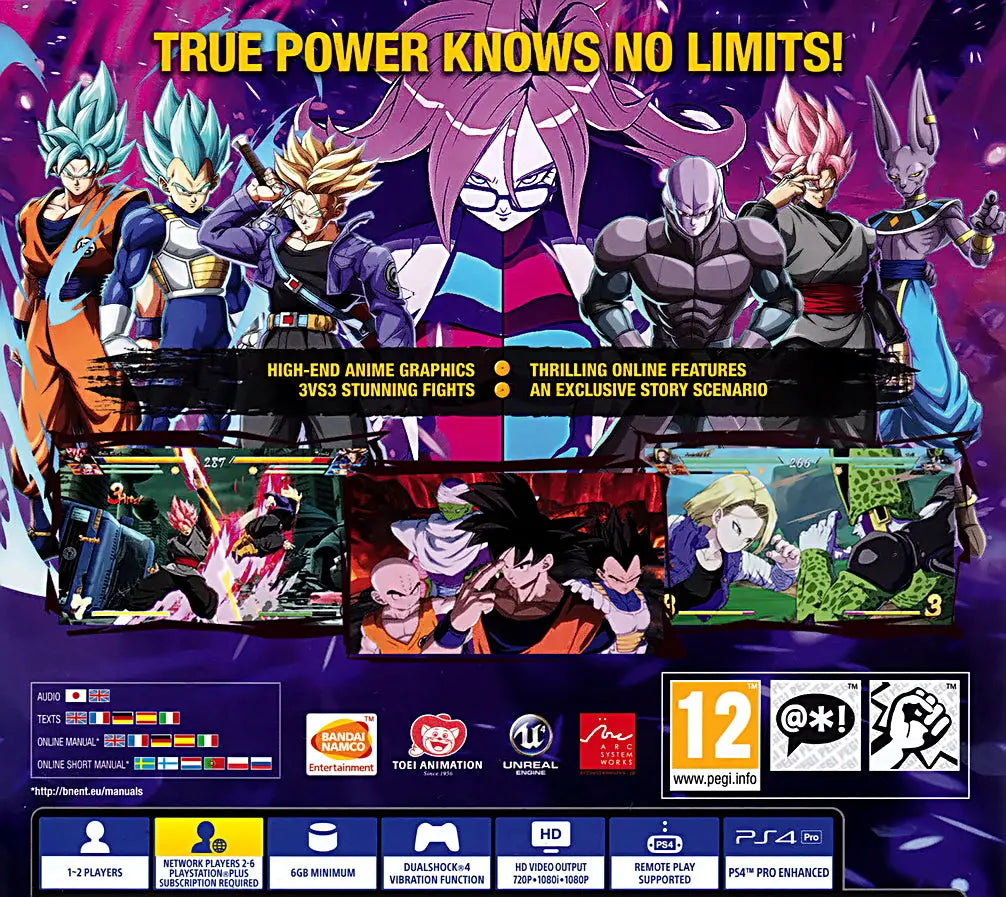 Dragon Ball FighterZ PS4 Back Cover Art