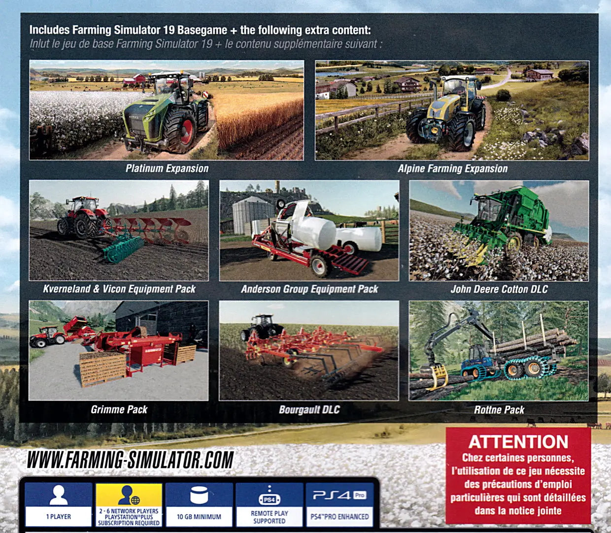 Farming Simulator 19 Ambassador Edition PS4 Back Cover Art