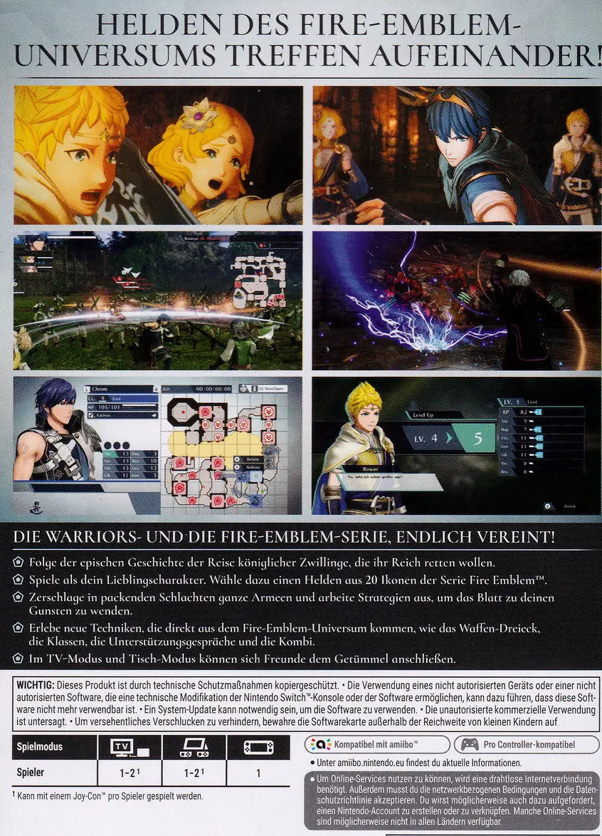 Fire Emblem Warriors Switch Back Cover Art