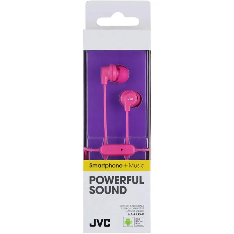 JVC Powerful Sound Earphones Product Packaging Pink