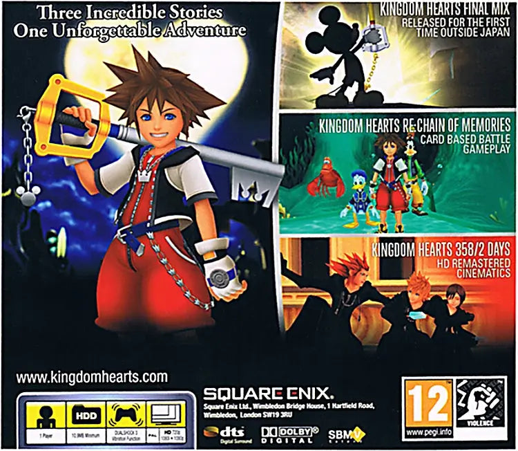 Kingdom Hearts HD 1.5 Remix PS3 Back Cover Artwork