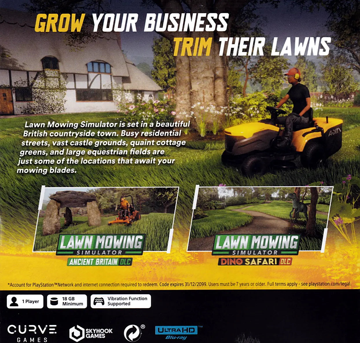 Lawn Mowing Simulator PS5 Back Cover Art