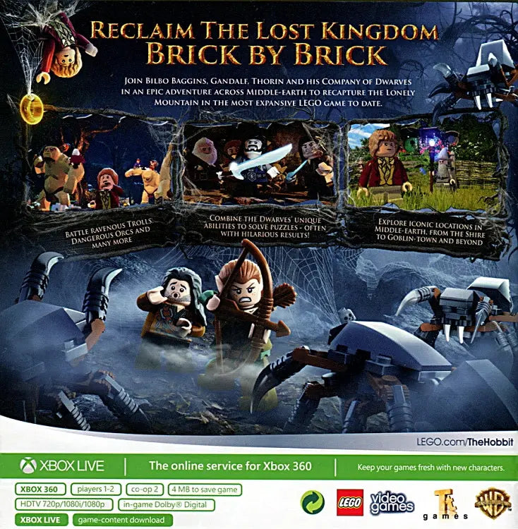 Lego the Hobbit Xbox 360 Cover Artwork (Back)