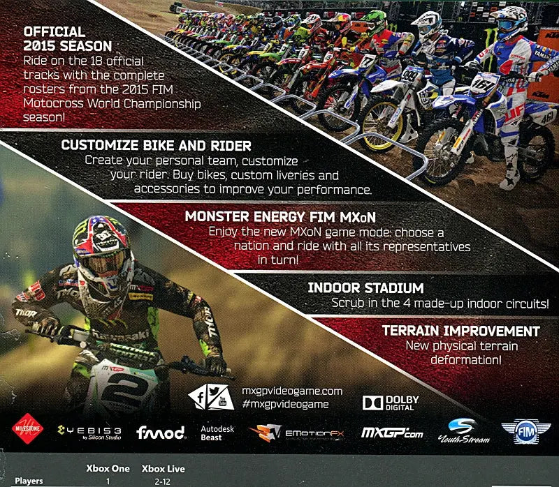 MXGP 2 Xbox One Back Cover Artwork