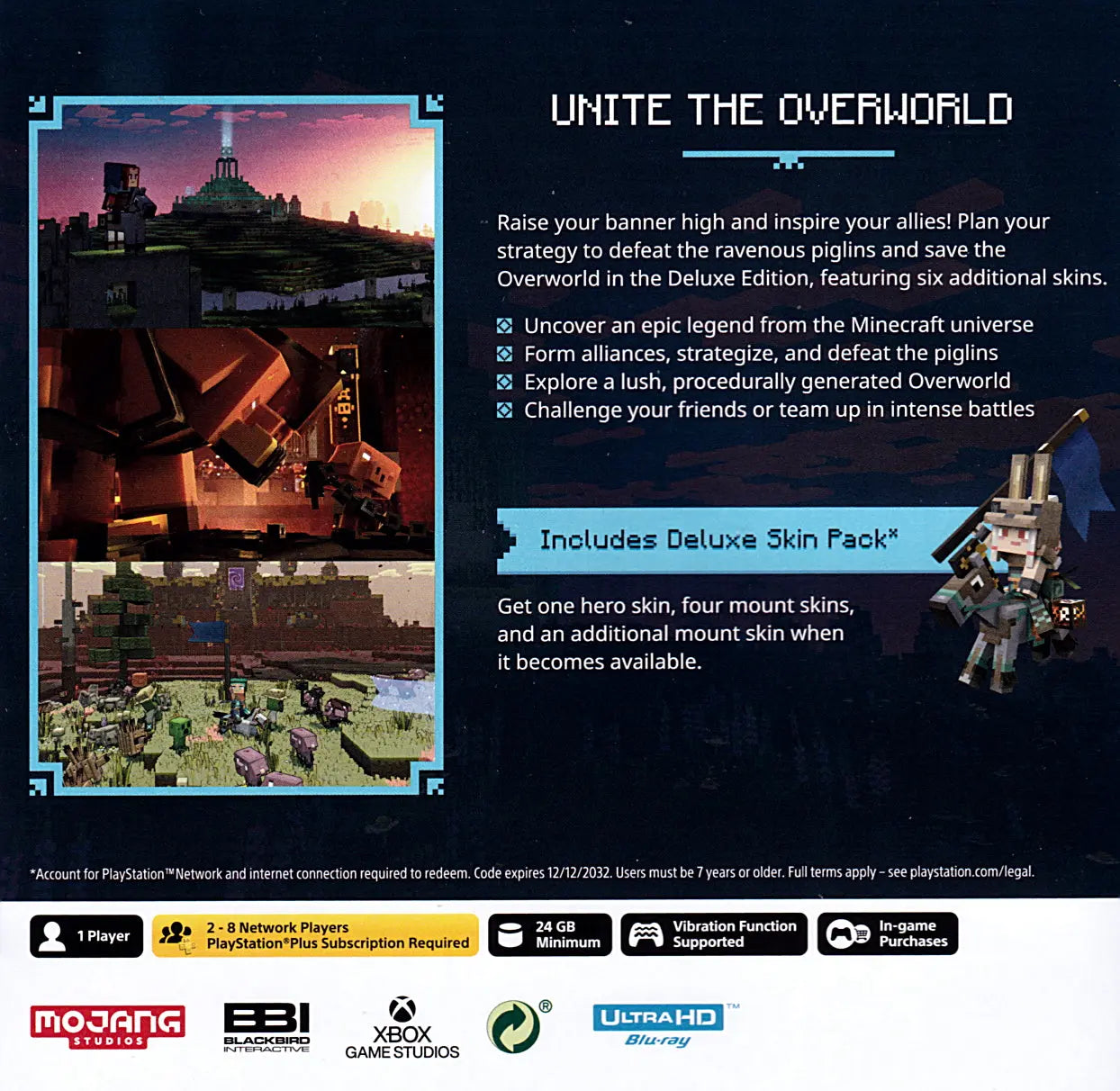 Minecraft Legends Deluxe Edition PS5 Back Cover Art