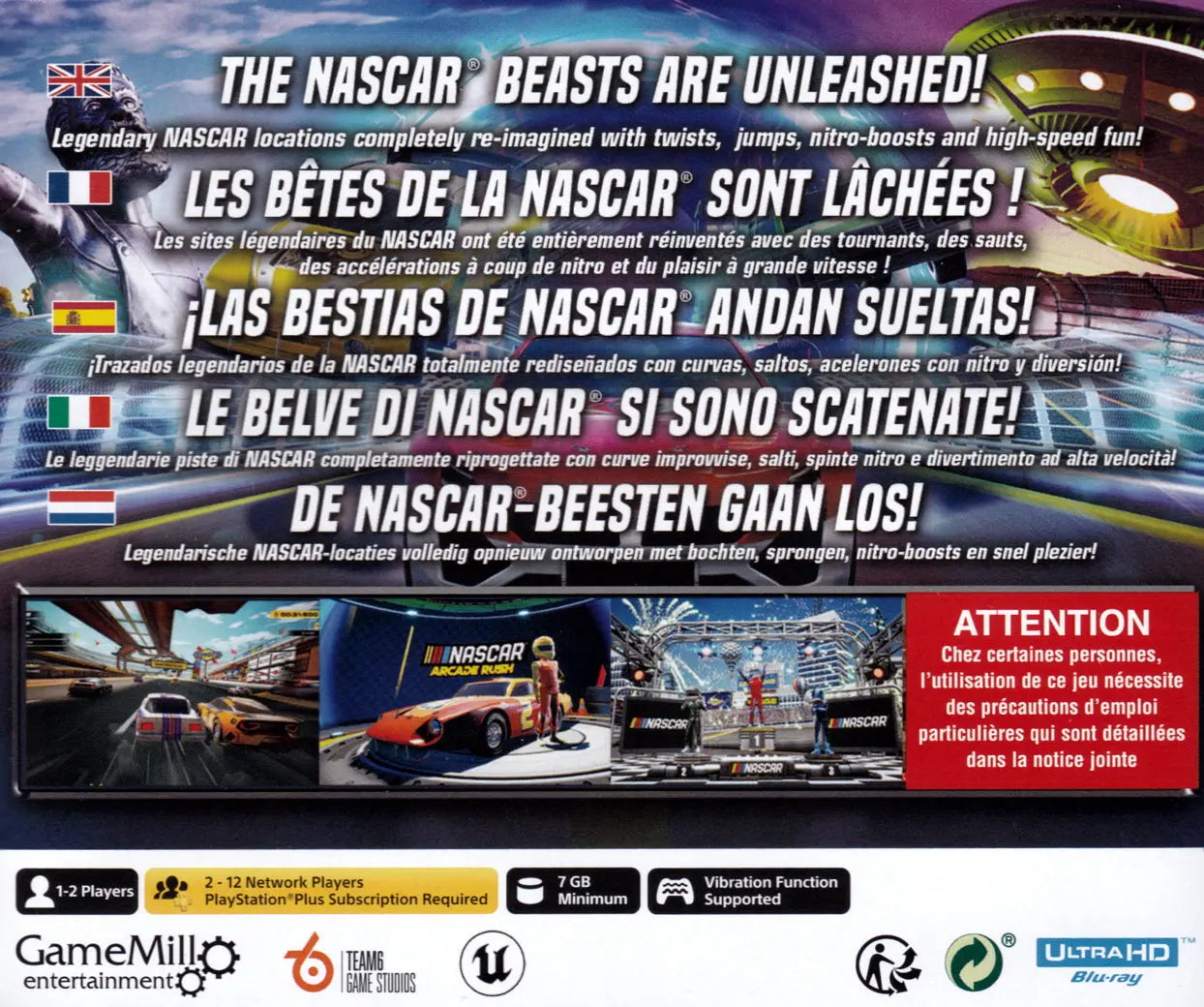 Nascar Arcade Rush PS5 Back Cover Art