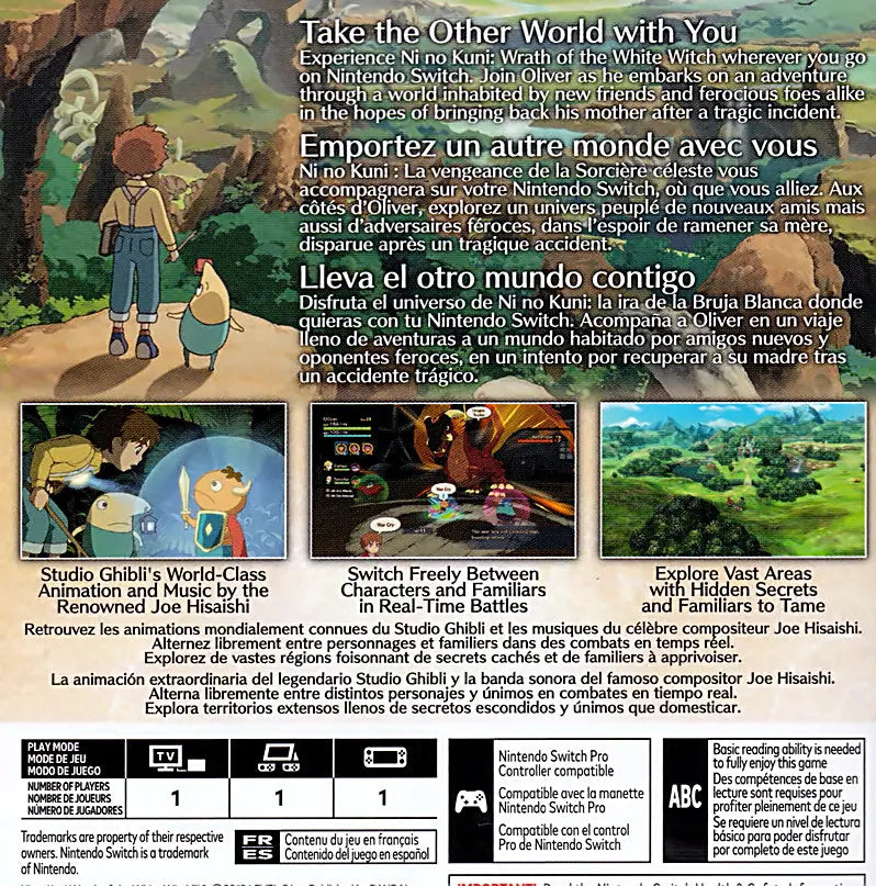 Ni No Kuni Wrath of the White Witch Switch Back Cover Art