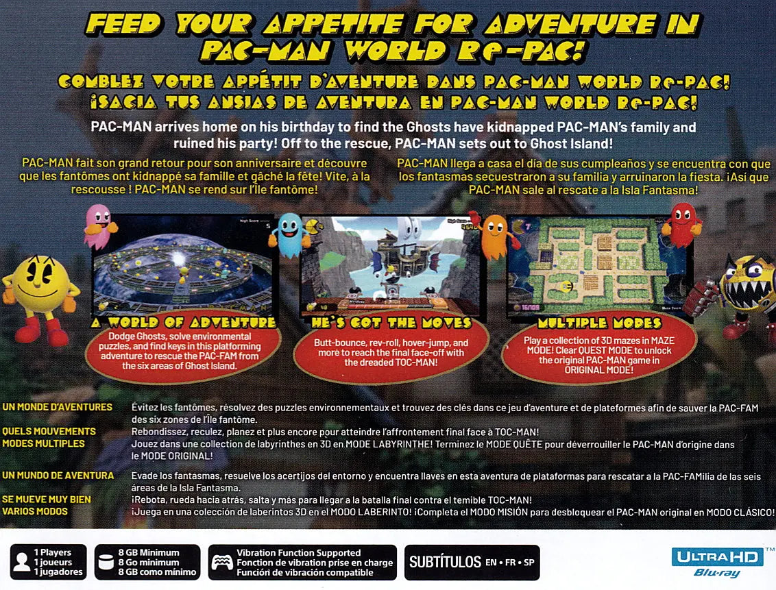 Pac Man World Re-Pac PS5 Back Cover Art