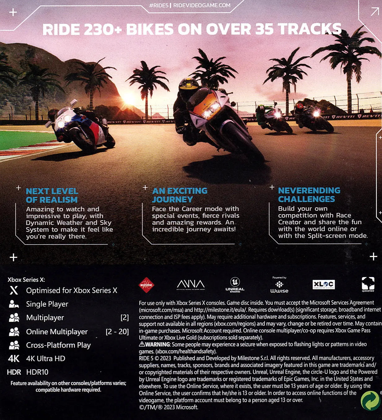 Ride 5 Xbox Series X Back Cover Art