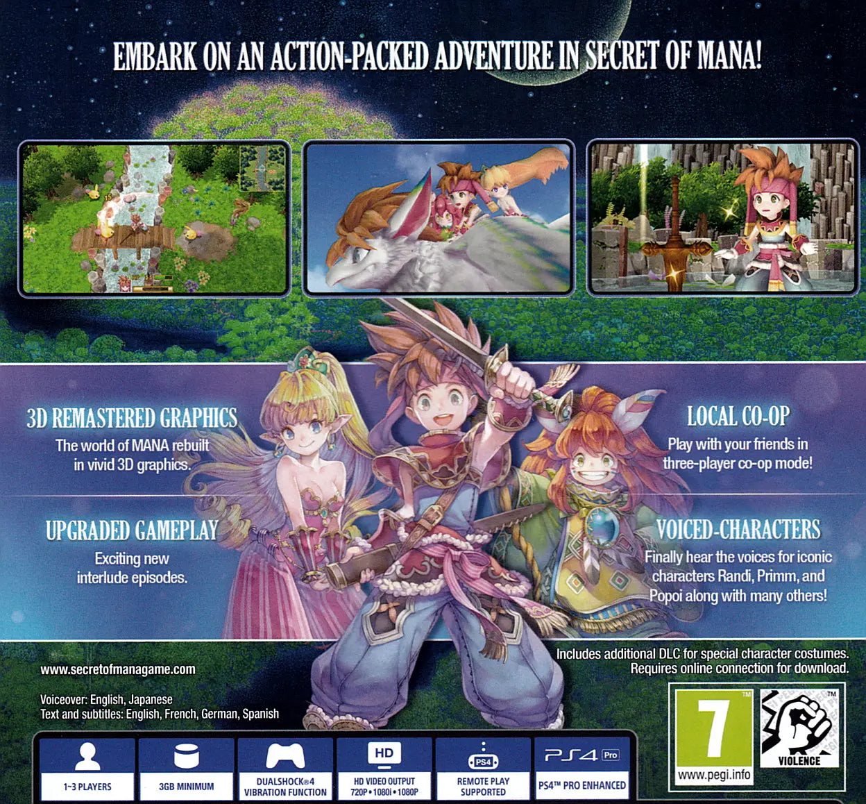Secret of Mana PS4 Back Cover Art