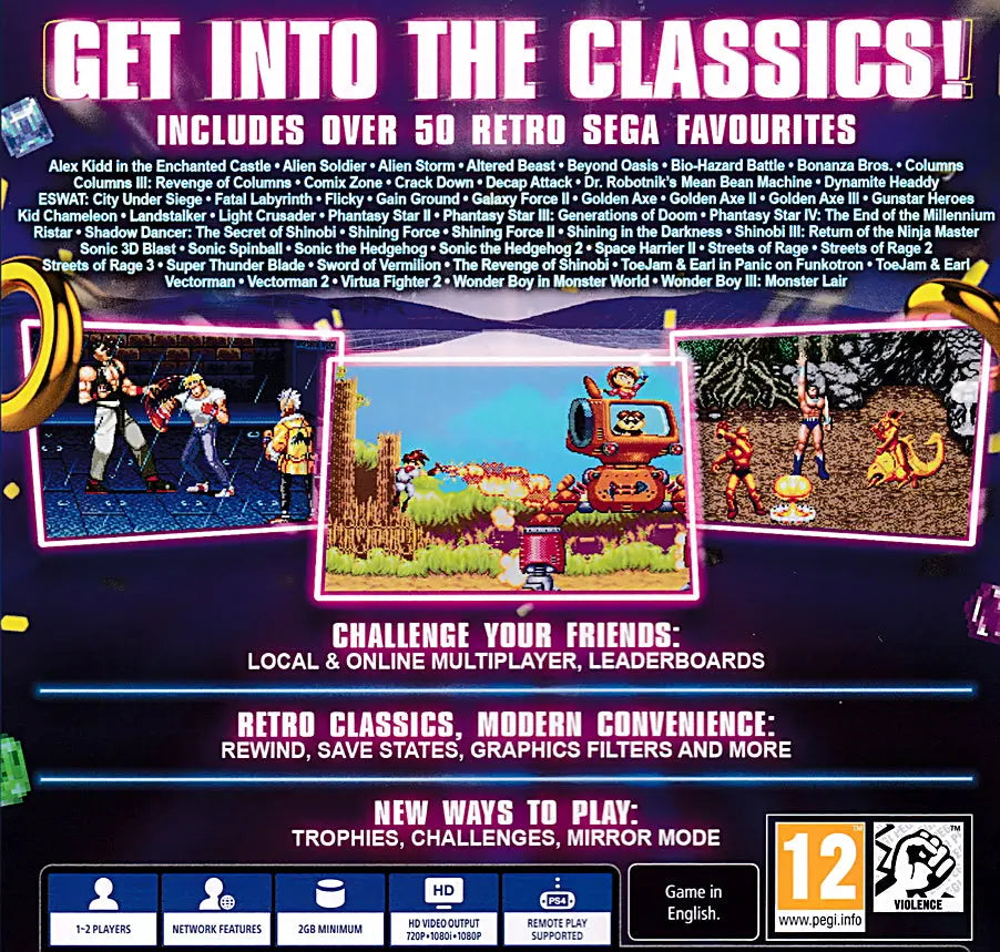 Sega Mega Drive Classics PS4 Back Cover Art