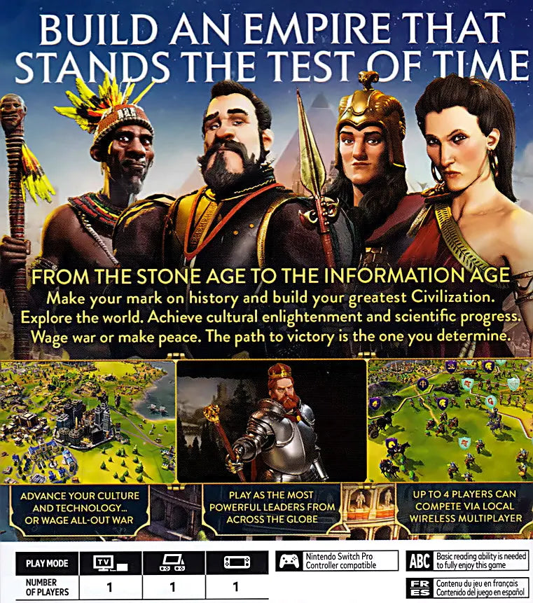 Sid Meier's Civilization VI Switch Back Cover Art