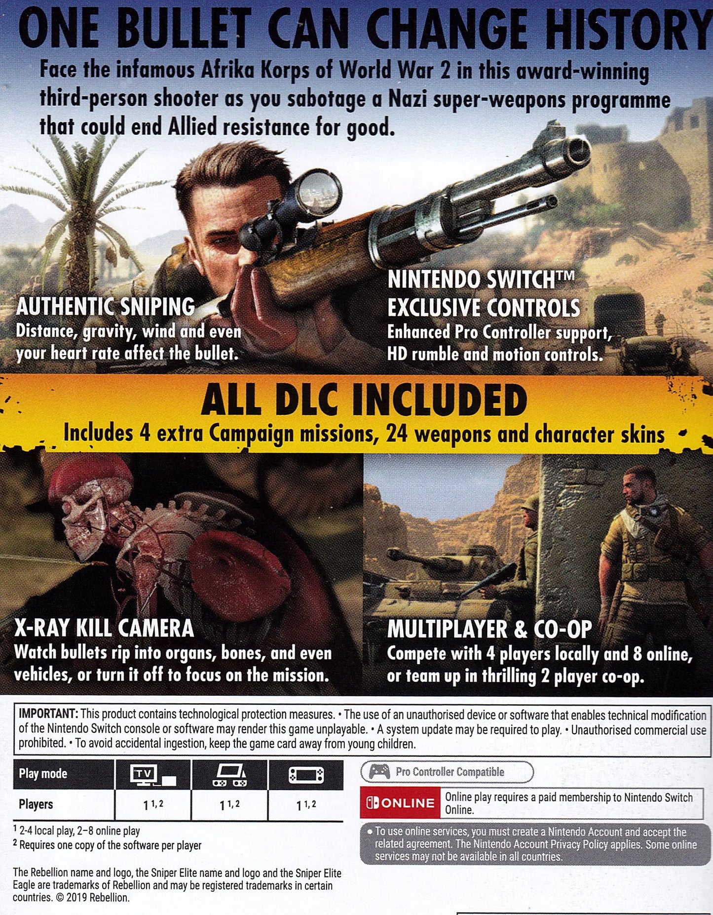 Sniper Elite 3 Ultimate Edition Switch Back Cover Art