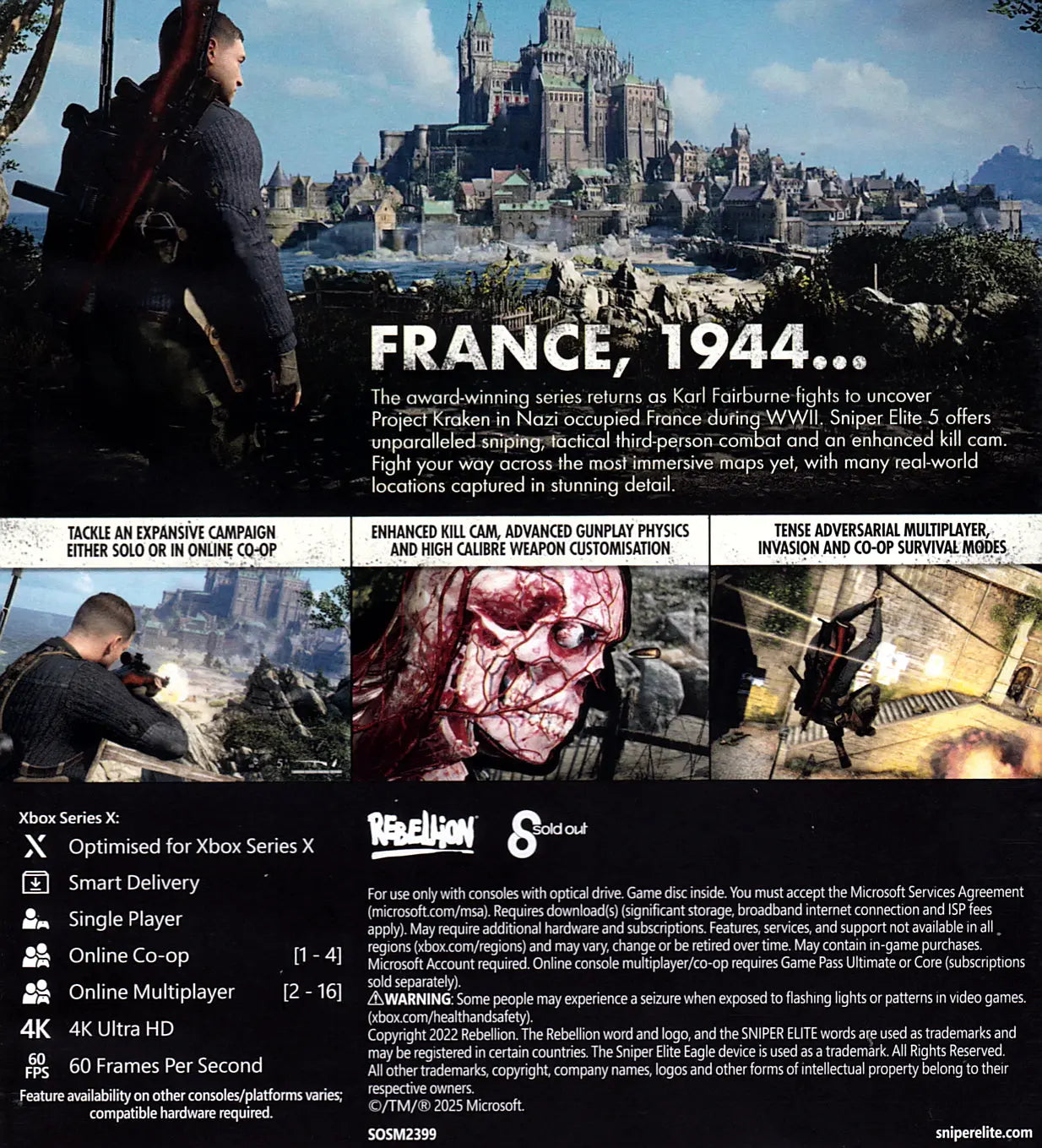 Sniper Elite 5 Xbox One, Xbox Series X Back Cover Art