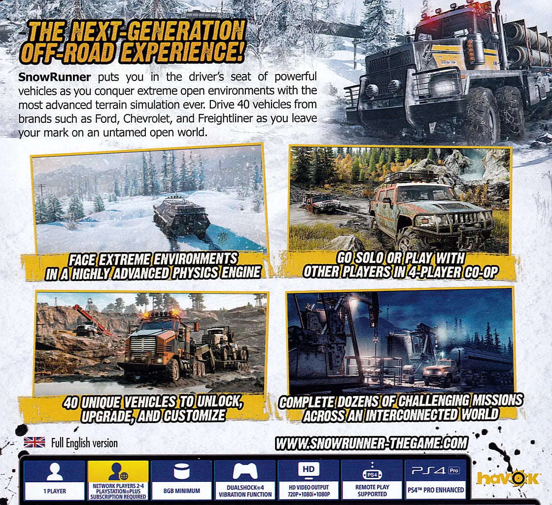 Snowrunner PS4 Back Cover Art