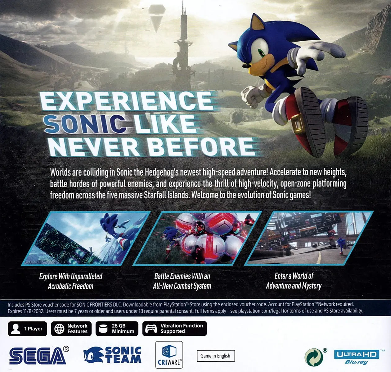 Sonic Frontiers PS5 Back Cover Art