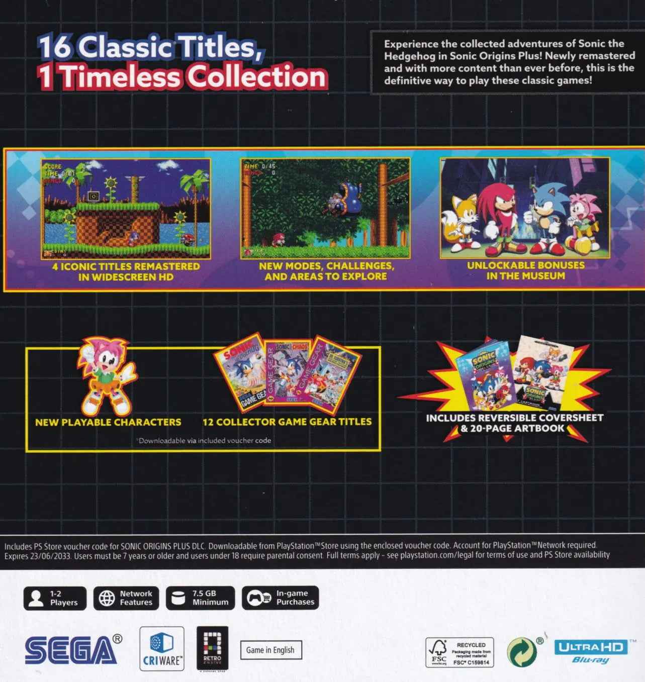 Sonic Origins Plus PS5 Back Cover Art