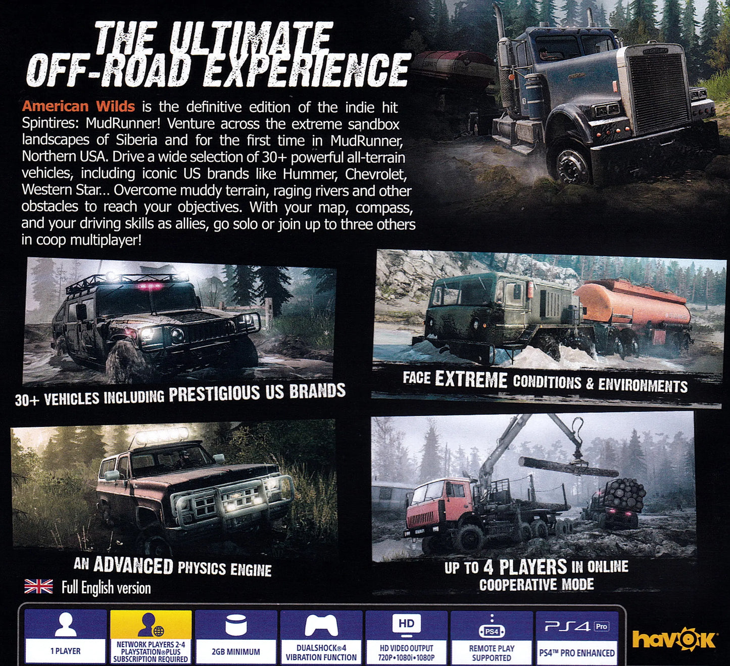 Spintires MudRunner American Wilds Edition PS4 EU Back Cover Art