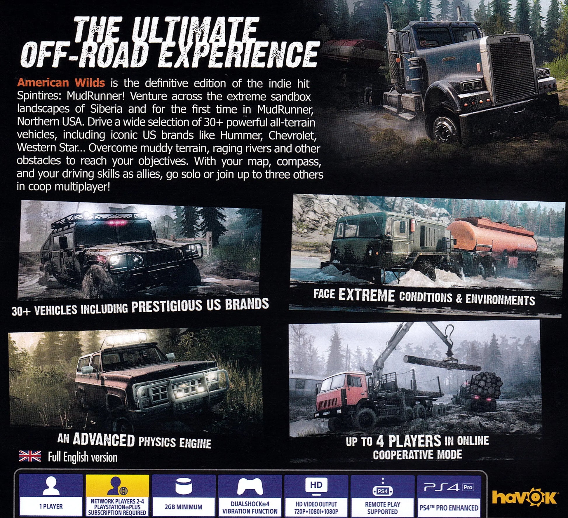 Spintires MudRunner American Wilds Edition PS4 EU Back Cover Art