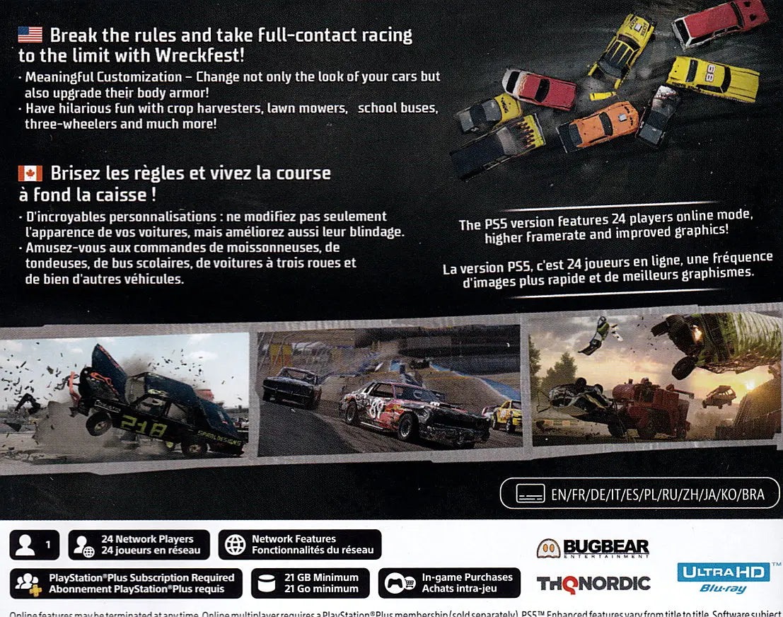 Wreckfest PS5 Back Cover Art