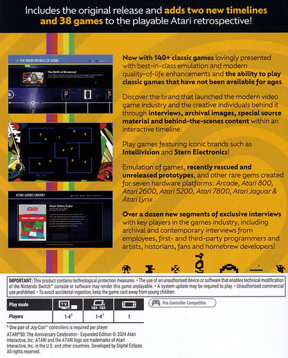 Atari 50 The Anniversary Celebration Expanded Edition Switch