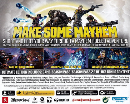 Borderlands 3 Ultimate Edition PS5 Back Cover Art