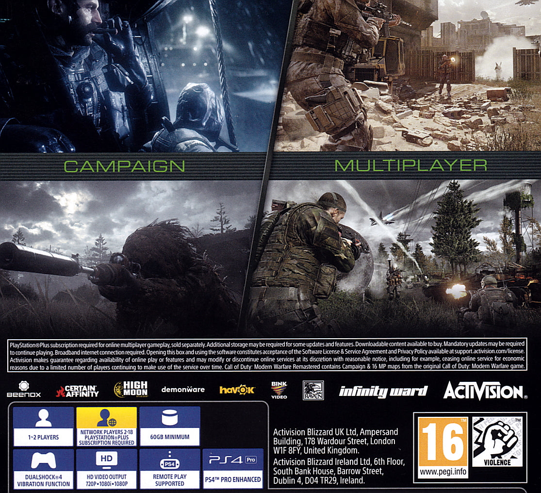 Call of Duty Modern Warfare Remastered PS4