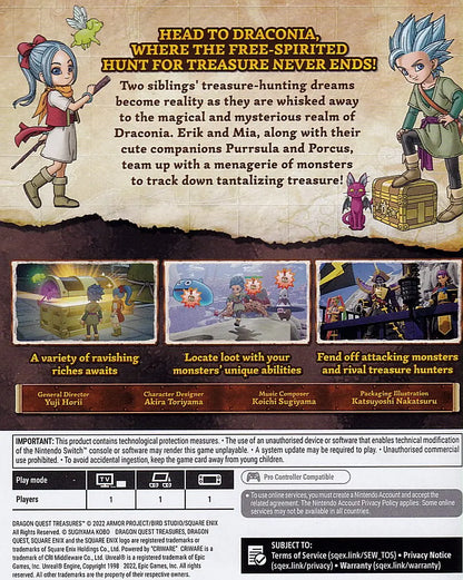 Dragon Quest Treasures Switch Back Cover Art