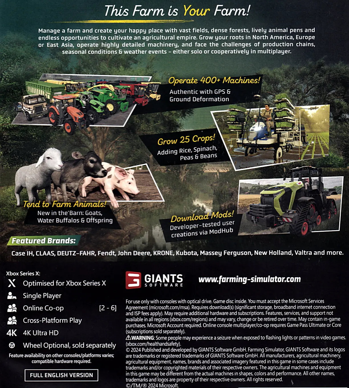 Farming Simulator 25 Xbox Series X Back Cover Art