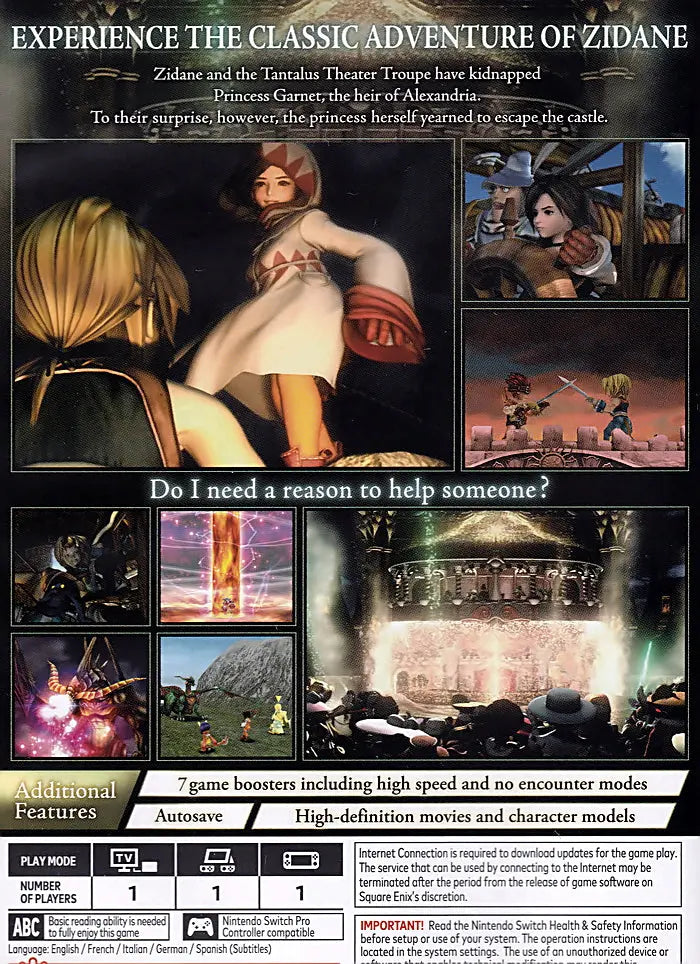 Final Fantasy IX Switch Back Cover Art