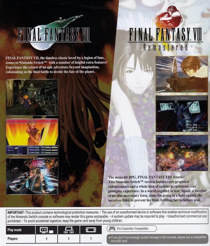Final Fantasy VII & Final Fantasy VIII Remastered Switch Square Enix
