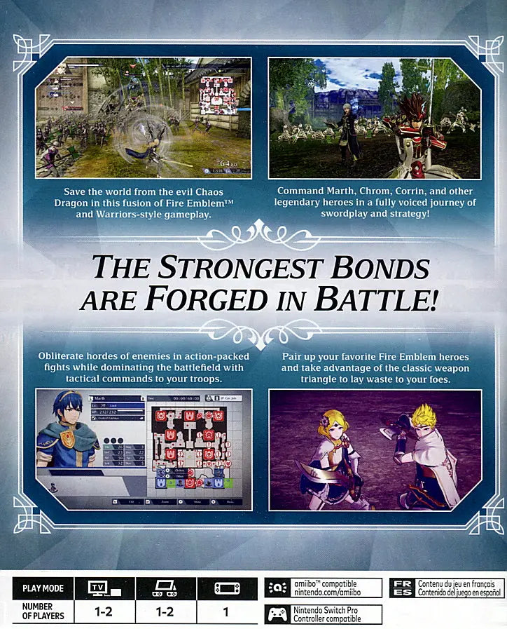 Fire Emblem Warriors Switch Back Cover Art