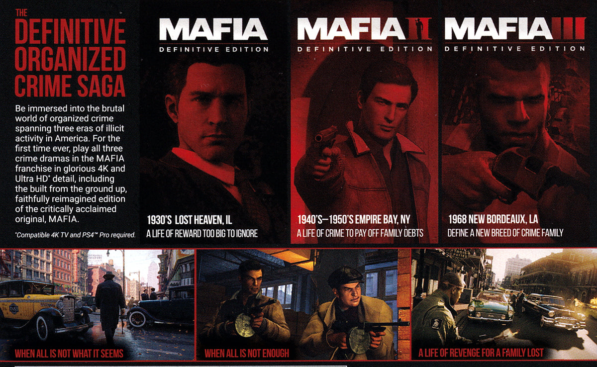 Mafia Trilogy PS4 Back Cover Art
