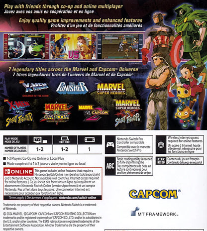 Marvel vs Capcom Fighting Collection Arcade Classics Switch Back Cover Art