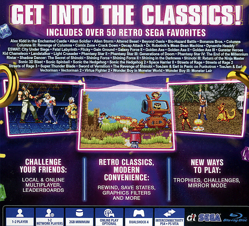 Sega Genesis Classics PS4 Back Cover Art