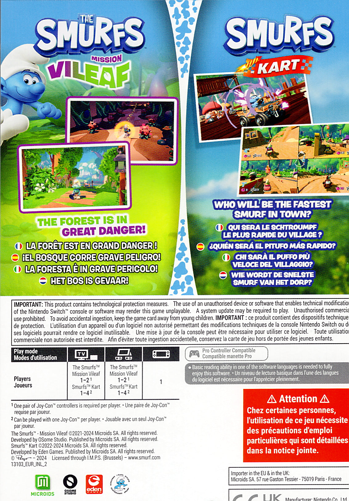 The Smurfs 2 in 1 Game Collection Switch