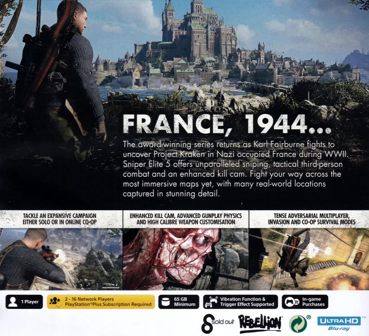 Sniper Elite 5 PS4  Back Cover Art