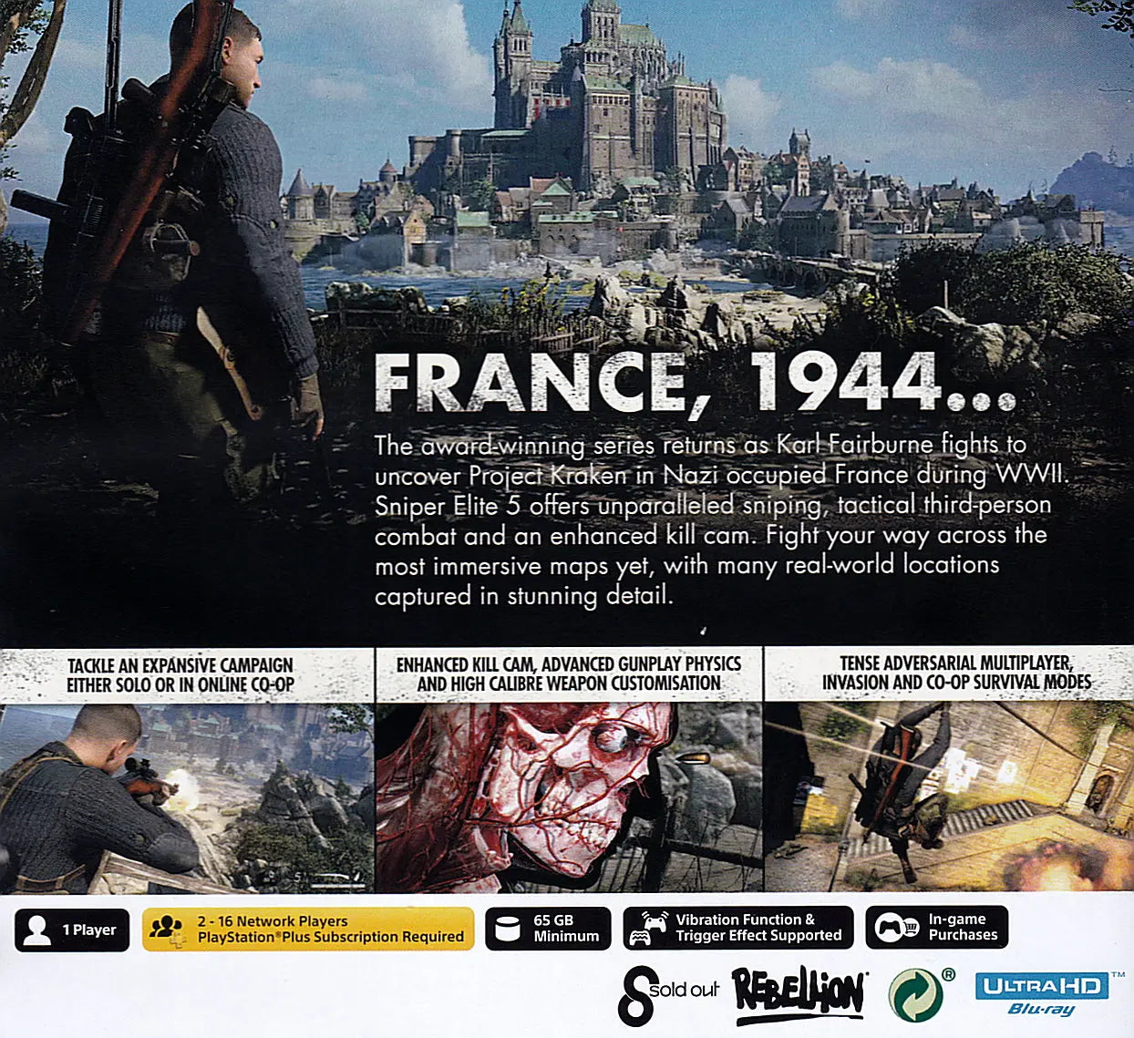 Sniper Elite 5 PS5 Back Cover Art