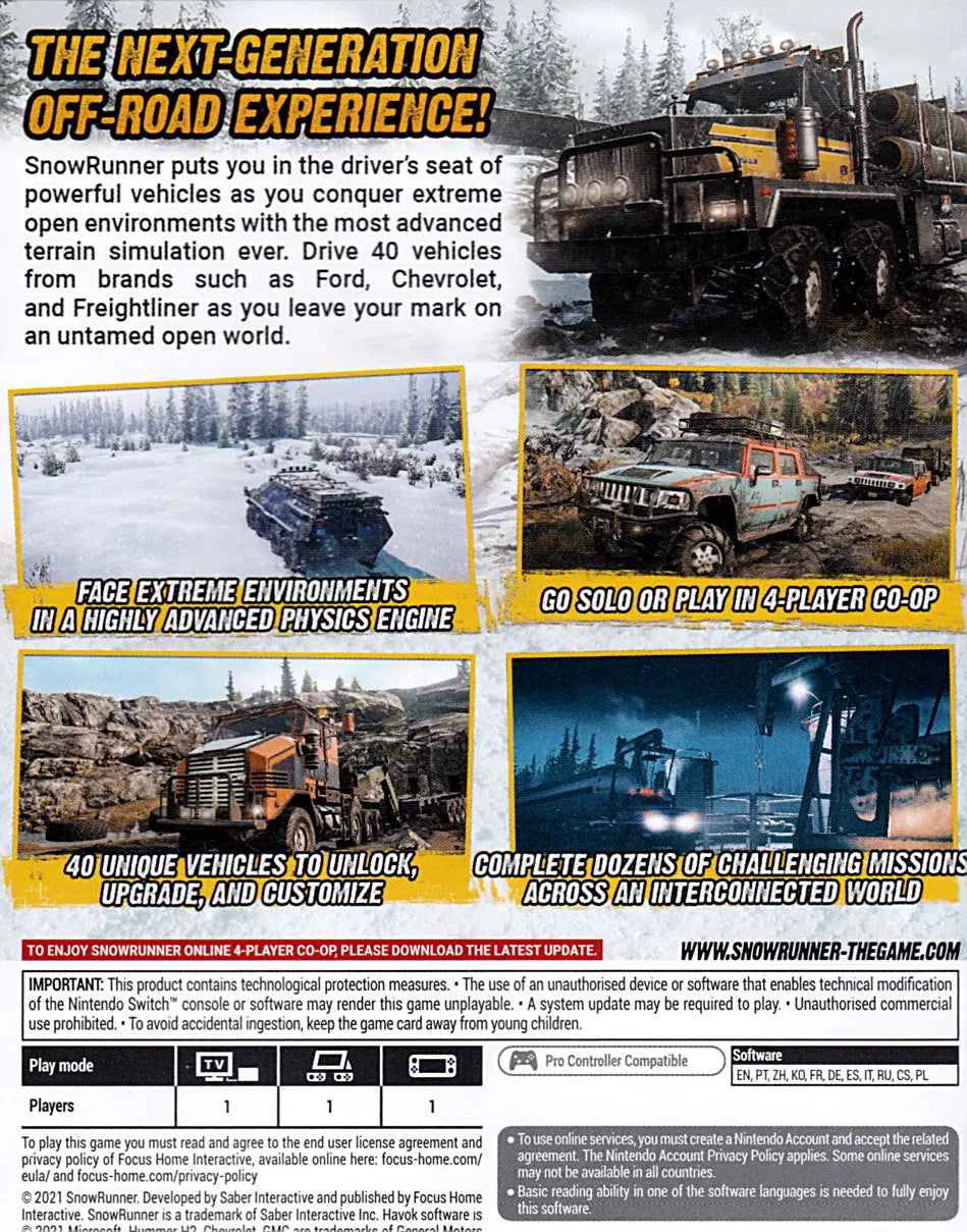 Snowrunner Switch Back Cover Artwork