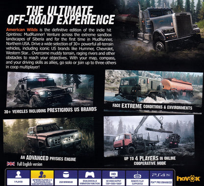 Spintires MudRunner American Wilds Edition PS4 EU Back Cover Art