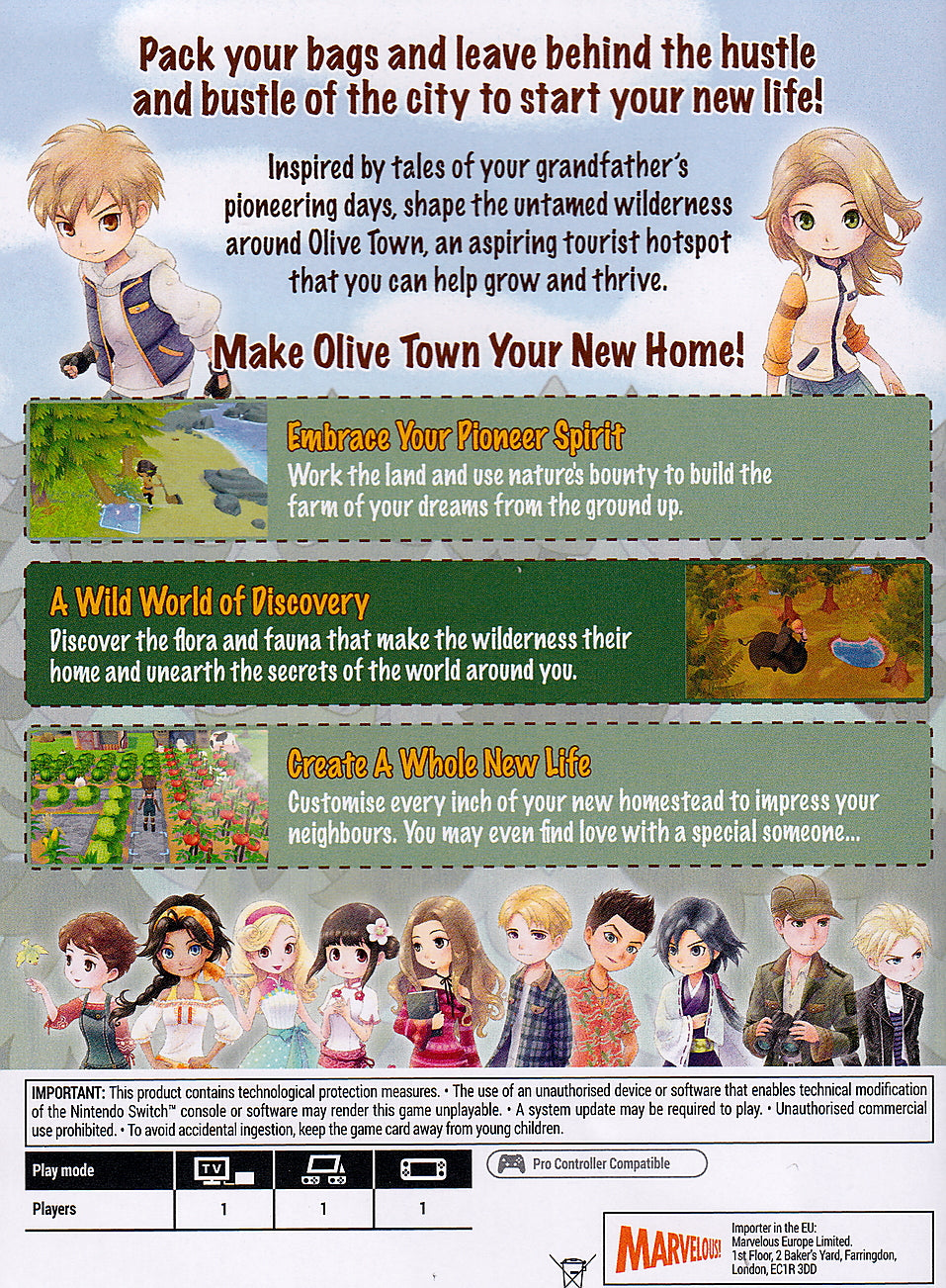 Story of Seasons Pioneers of Olive Town Switch Back Cover Art