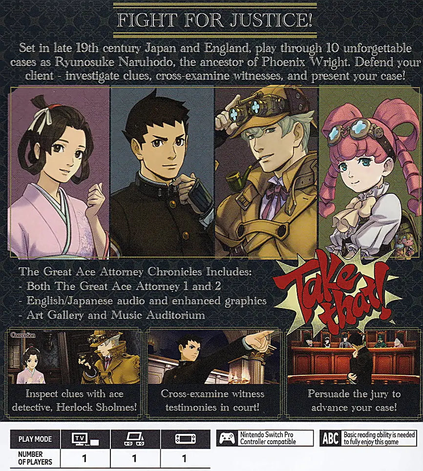 The Great Ace Attorney Chronicles Switch