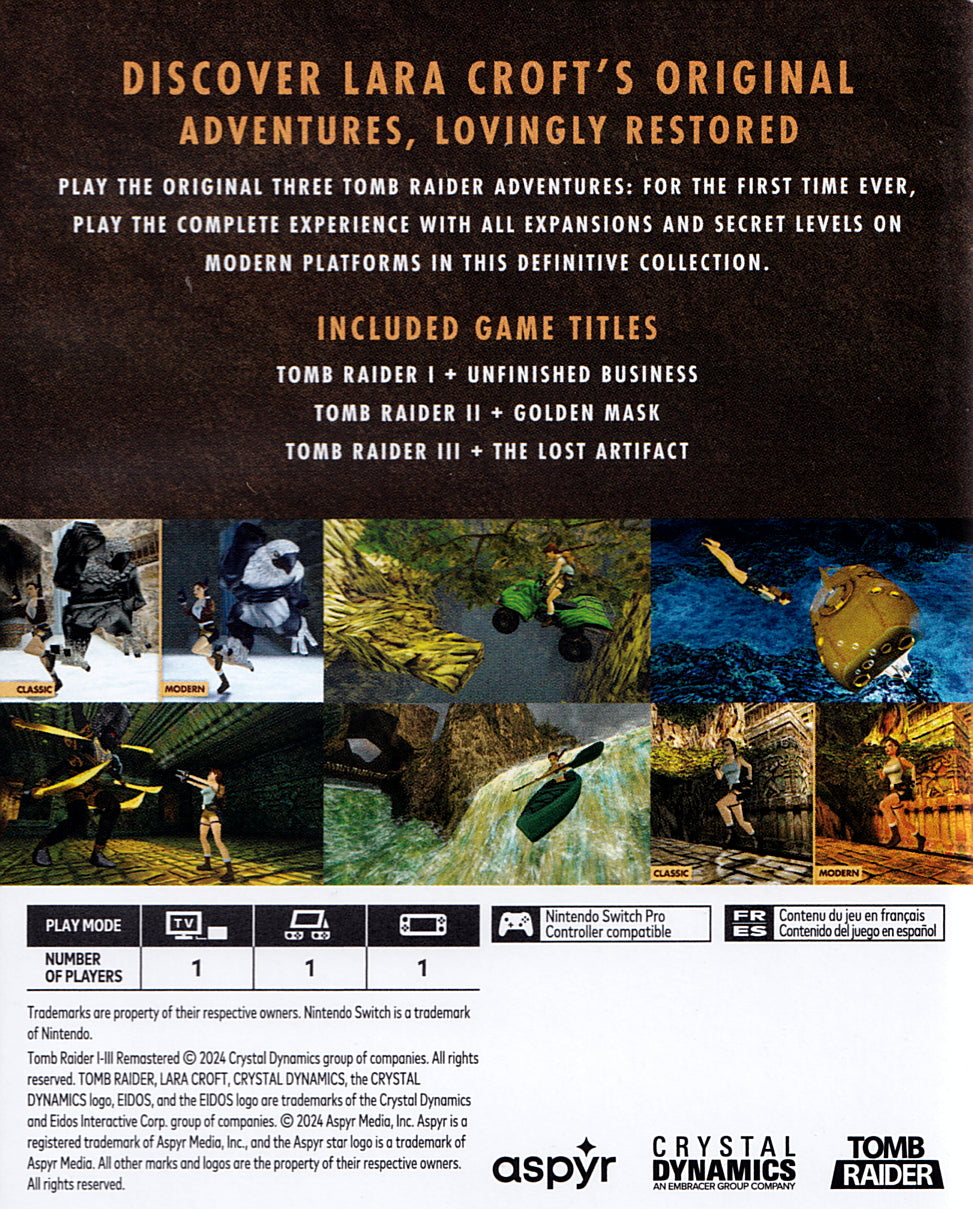 Tomb Raider I-III Remastered Switch